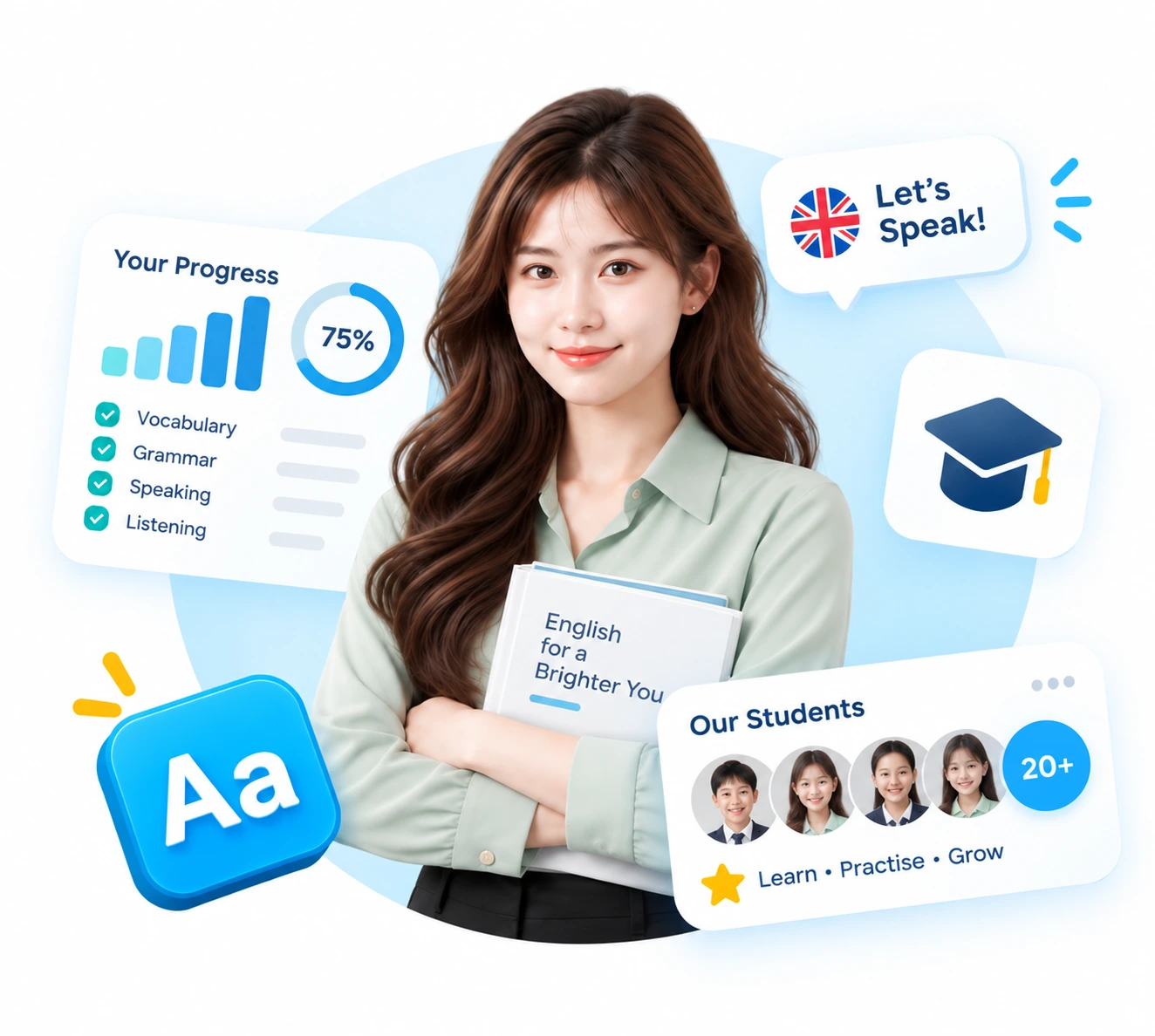 Minh họa chân dung và biểu tượng sáng tạo của Hòa Mỹ